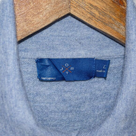 SUITSUPPLY JORT Men's 100% Cashmere Knit Pullover polo sweater in blue size L - Picture 2 of 6